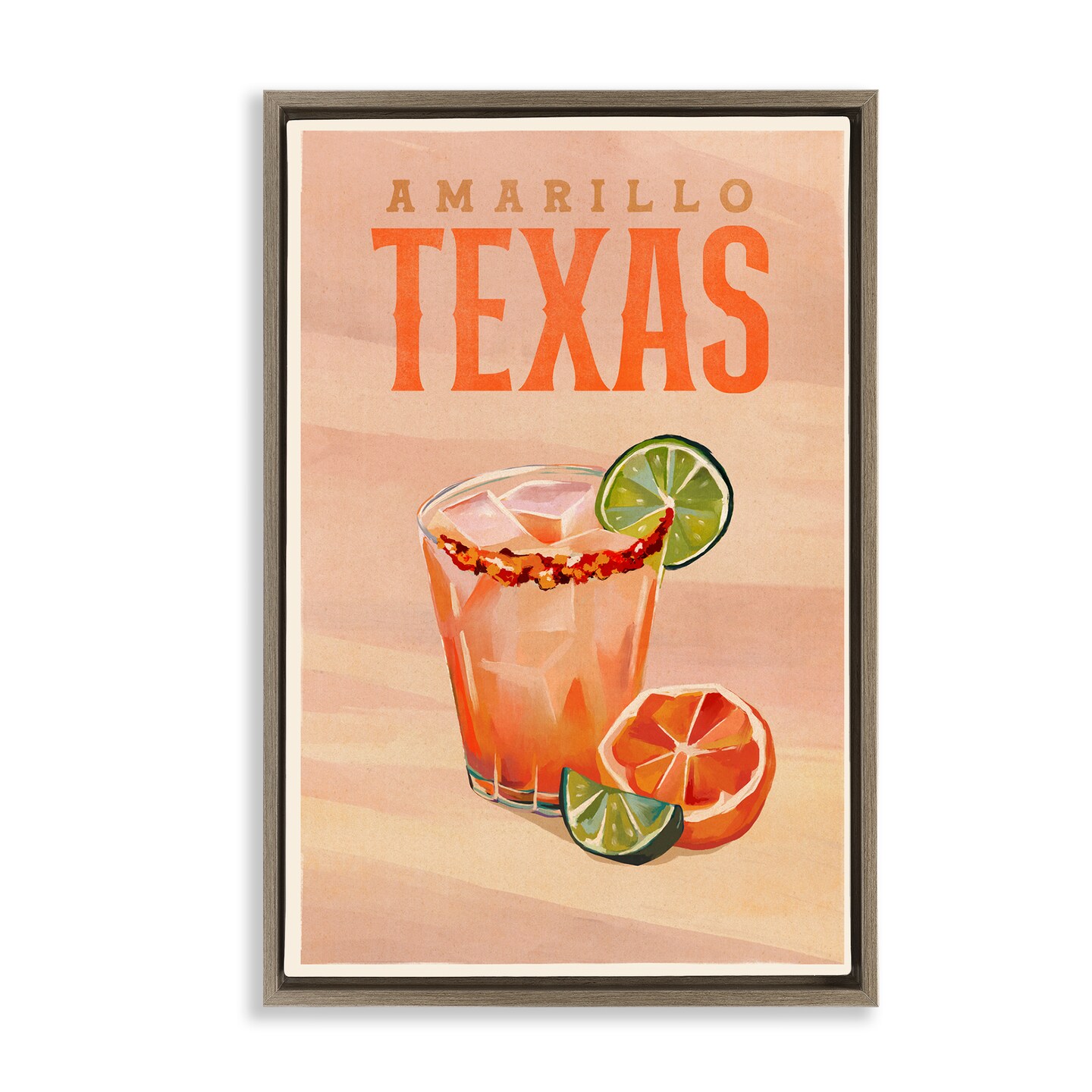 Stupell Industries Amarillo Texas Cocktail Framed Floater Canvas Wall Art Design by The Whiskey Ginger