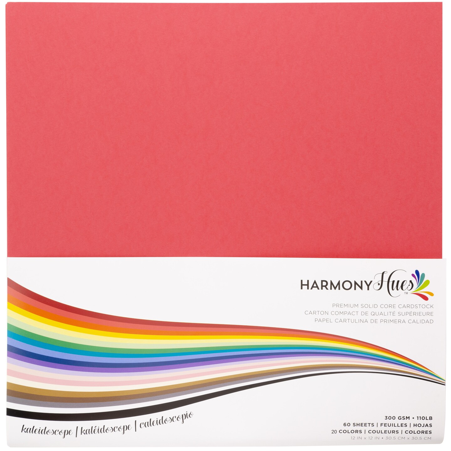Cardstock 12 x 12 Paper Pack - 110 lb Card Stock for Crafts, Cardmaking, Scrapbooks - 60 Assorted Color Heavyweight Sheets - Double Sided, Solid Core, 300 GSM, Kaleidoscope