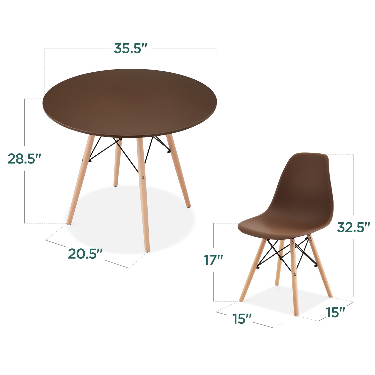 Best Choice Products 5-Piece Compact Mid-Century Modern Dining Set w/ 4 Chairs, Wooden Legs