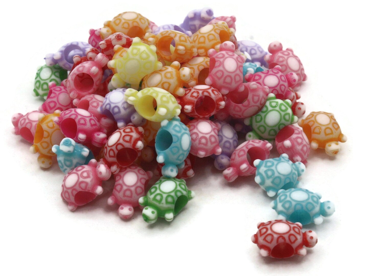 75 14mm Assorted Colors Large Hole Turtles Plastic Beads bI1