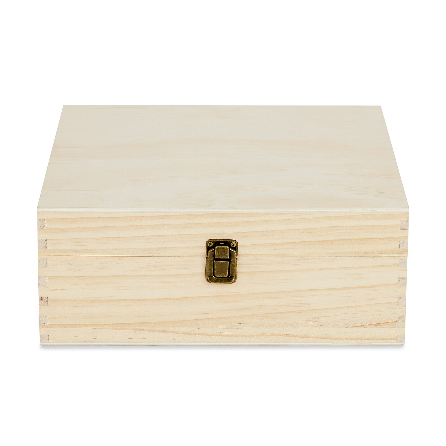 Makerflo Large Pine Wood Memory Box with Black Felt Inside and Hinged with Clasp of Front, Keepsake Wooden Box Ideal for Craft and Personalization (Laser Engraving, Epoxy, UV DTF, and Vinyl)