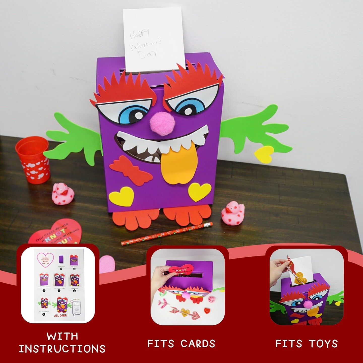 4E’s Novelty DIY Monster Mailbox – Fun Valentine Day Monster Mailbox & Toy Mailbox for Kids