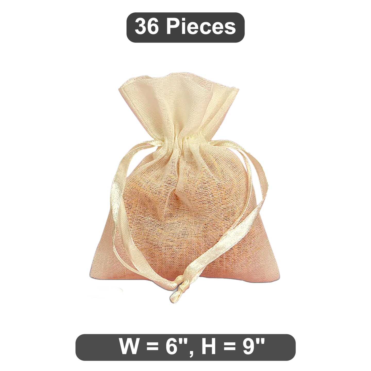 Natural Cotton Muslin Bags 6&#x22; x 9&#x22; Stylish Drawstring Pouches