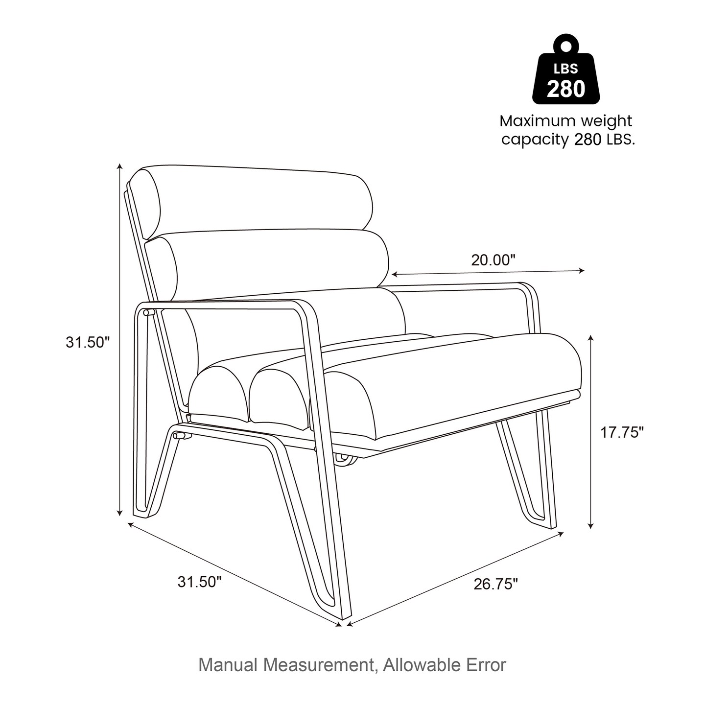 26.75&#x22;W Modern Comfy PU Leather Accent Chair with Metal Frame