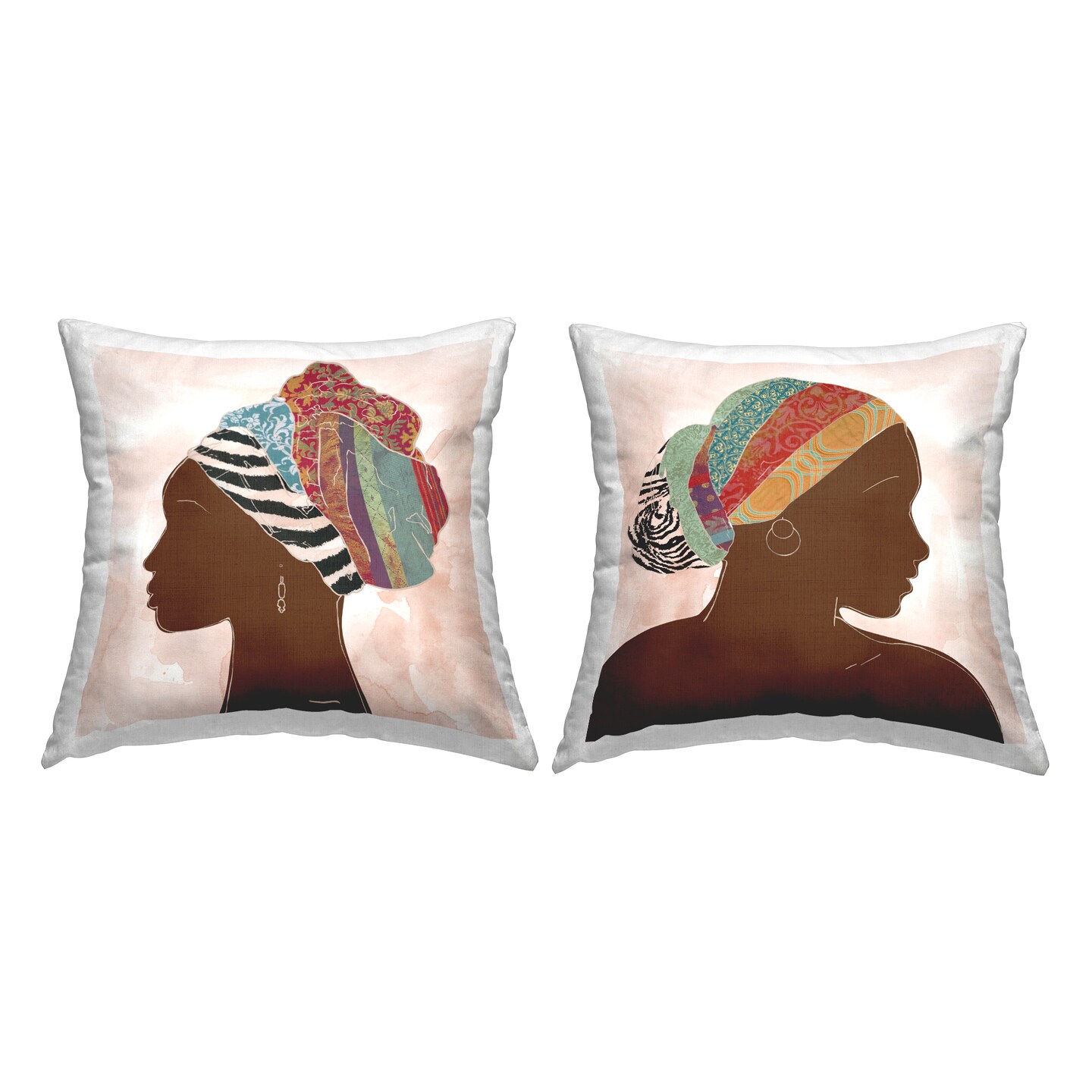 Unique African Portraits 2 PC Decorative Printed Throw Pillow Set Design by Carol Robinson, 18 x 7 x 18