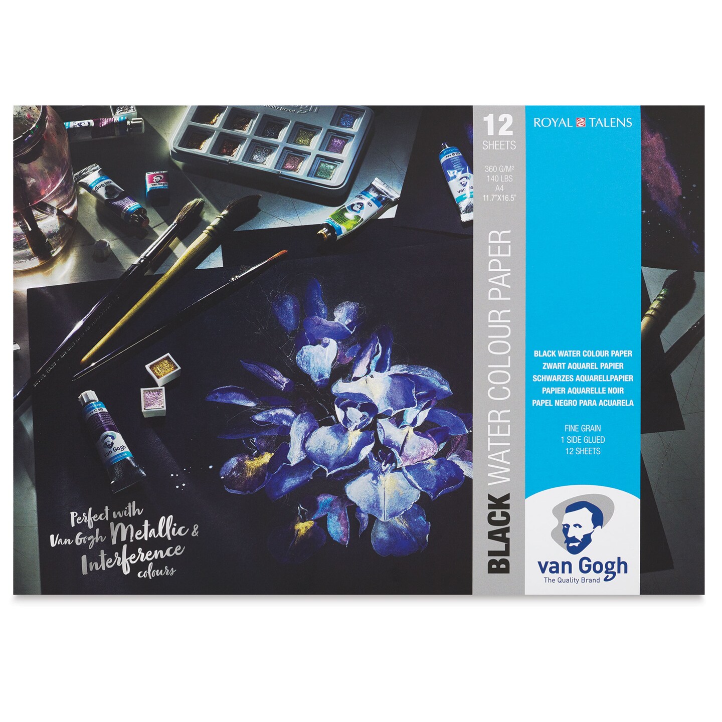 Van Gogh Black Watercolor Paper Pad - 11.7" x 16.5", 140 lb, 12 Sheets