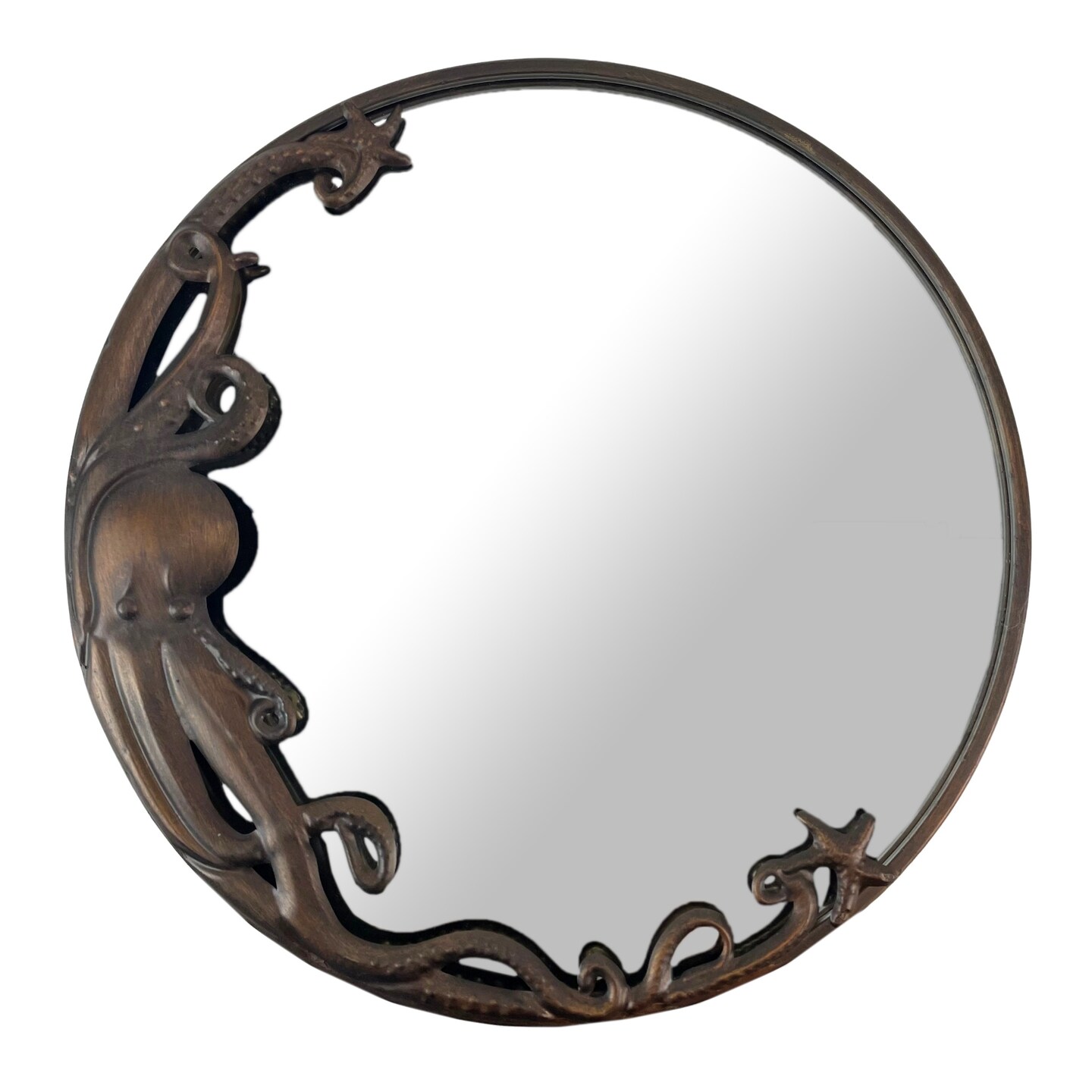 Bronze Finish Nautical Wall-Mounted Mirrors, 20-Inch Decorative Accent Set – Coastal Mermaid & Octopus Designs, Elegant Focal Points for Living Room or Bathroom Décor