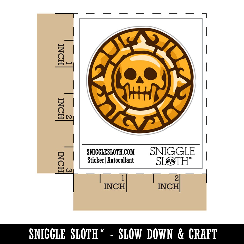 Skull Pirate Coin Waterproof Vinyl Phone Tablet Laptop Water Bottle Sticker Set - 5 Pack
