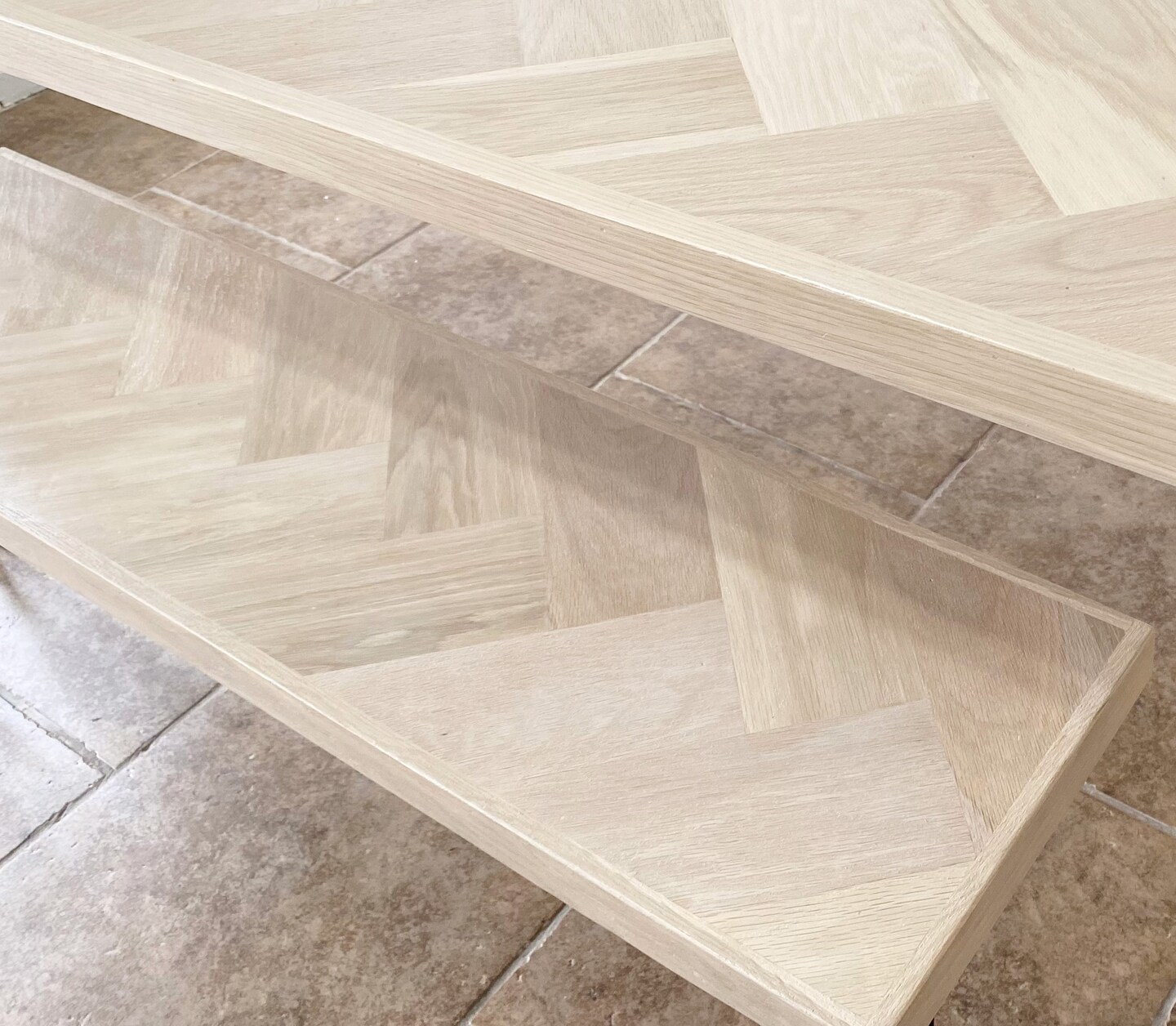 White Oak Wood Herringbone Bench | MakerPlace by Michaels