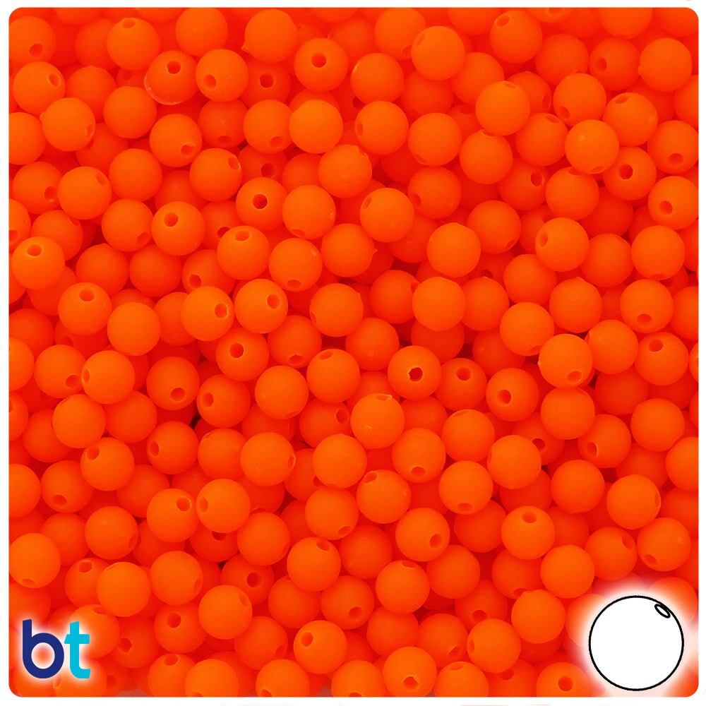 BeadTin Tangelo Matte 6mm Round Plastic Craft Beads (500pcs)