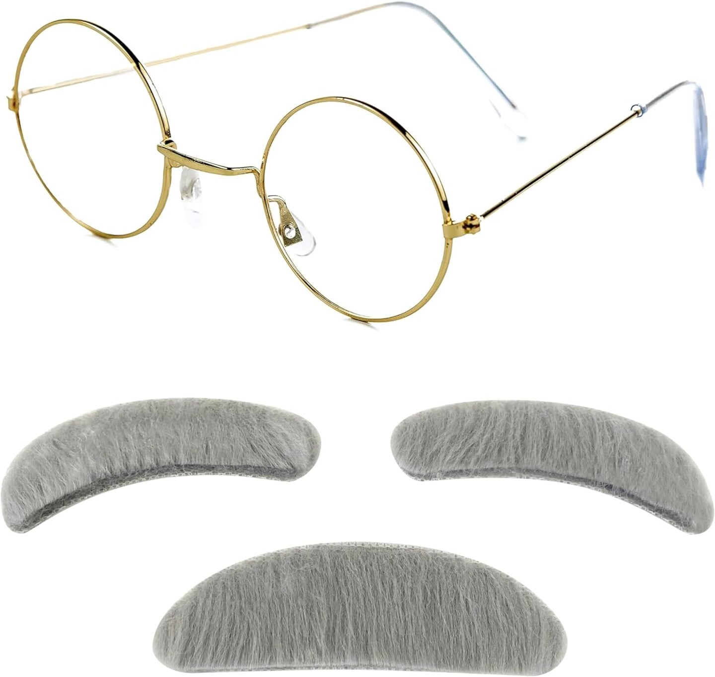 4E&#x27;s Novelty Old Man Costume for Boys - Stick on Mustache, Eyebrows and Glasses - 100 Day of School Old Man Costume, Grandpa Costume Accessory Kit