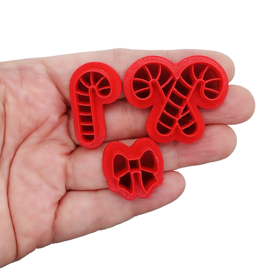 Candy Cane Clay Cutters with Bow, 3 pcs, Cute Christmas Shapes, Adorabilities