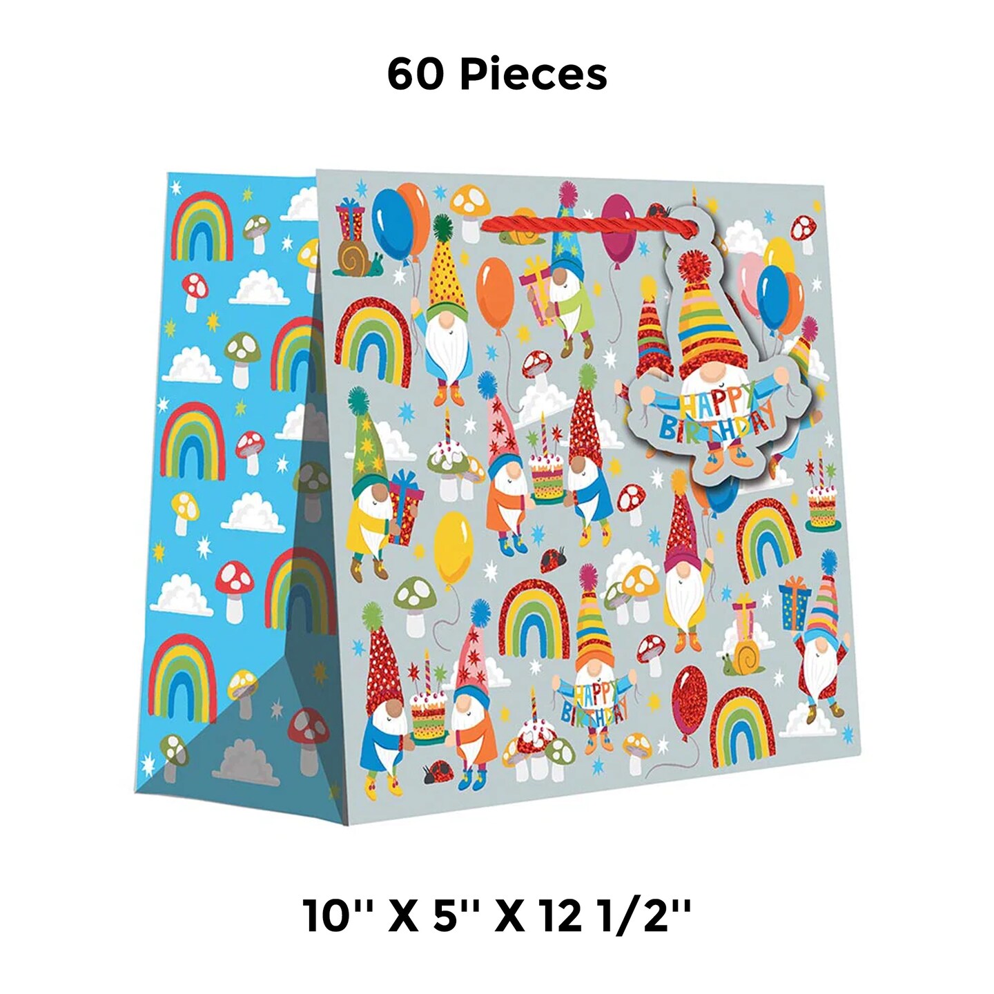 Patterned Gift Bags Set Retail Packaging Bags 10'' X 5'' X 12 1/2''