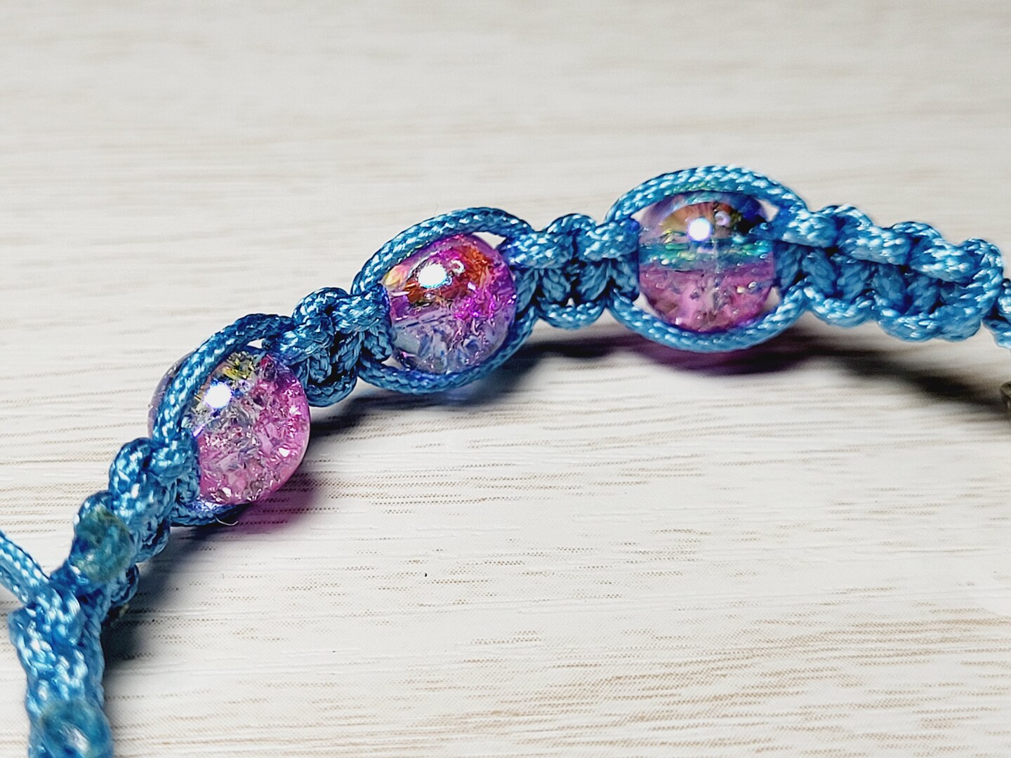 Mermaid Tail - Rainbow Glow Beads | Woven Accessory | Friendship Bracelet | Adjustable | Purple - Teal - Ocean Blue | Knotted Macrame product 2