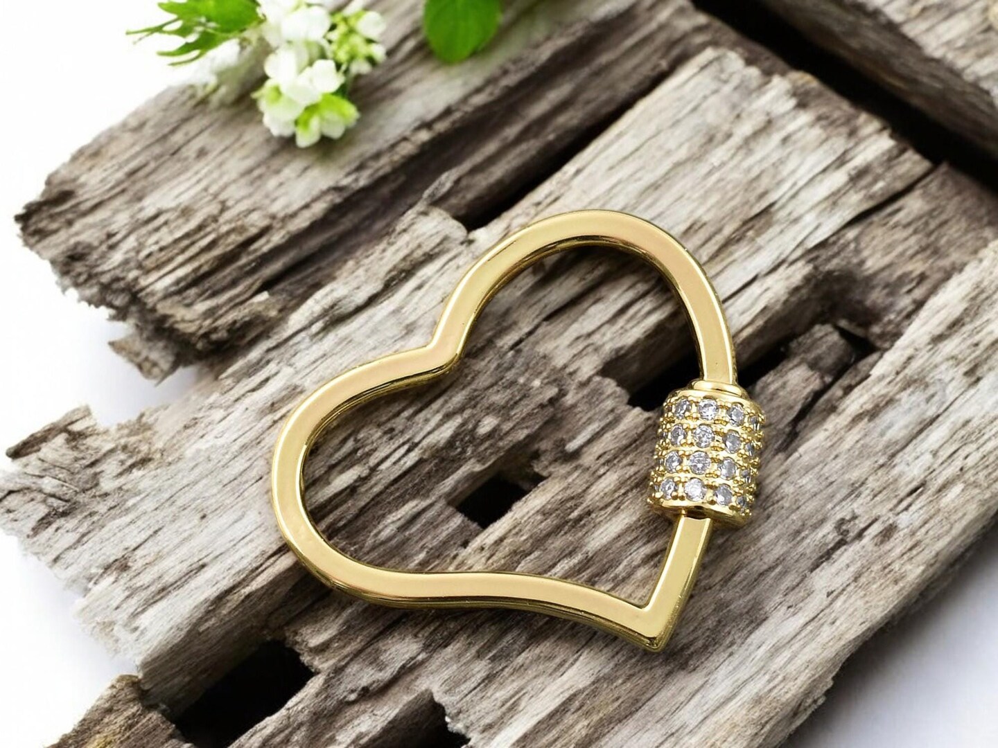 23x26mm Gold Micro Pave CZ Heart Carabiner Clasp | Michaels