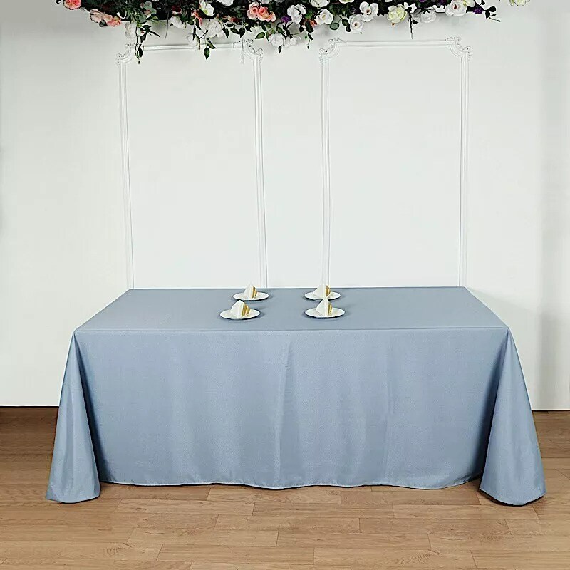 90x156-Inch DUSTY BLUE RECTANGULAR Polyester Tablecloths Catering Wedding