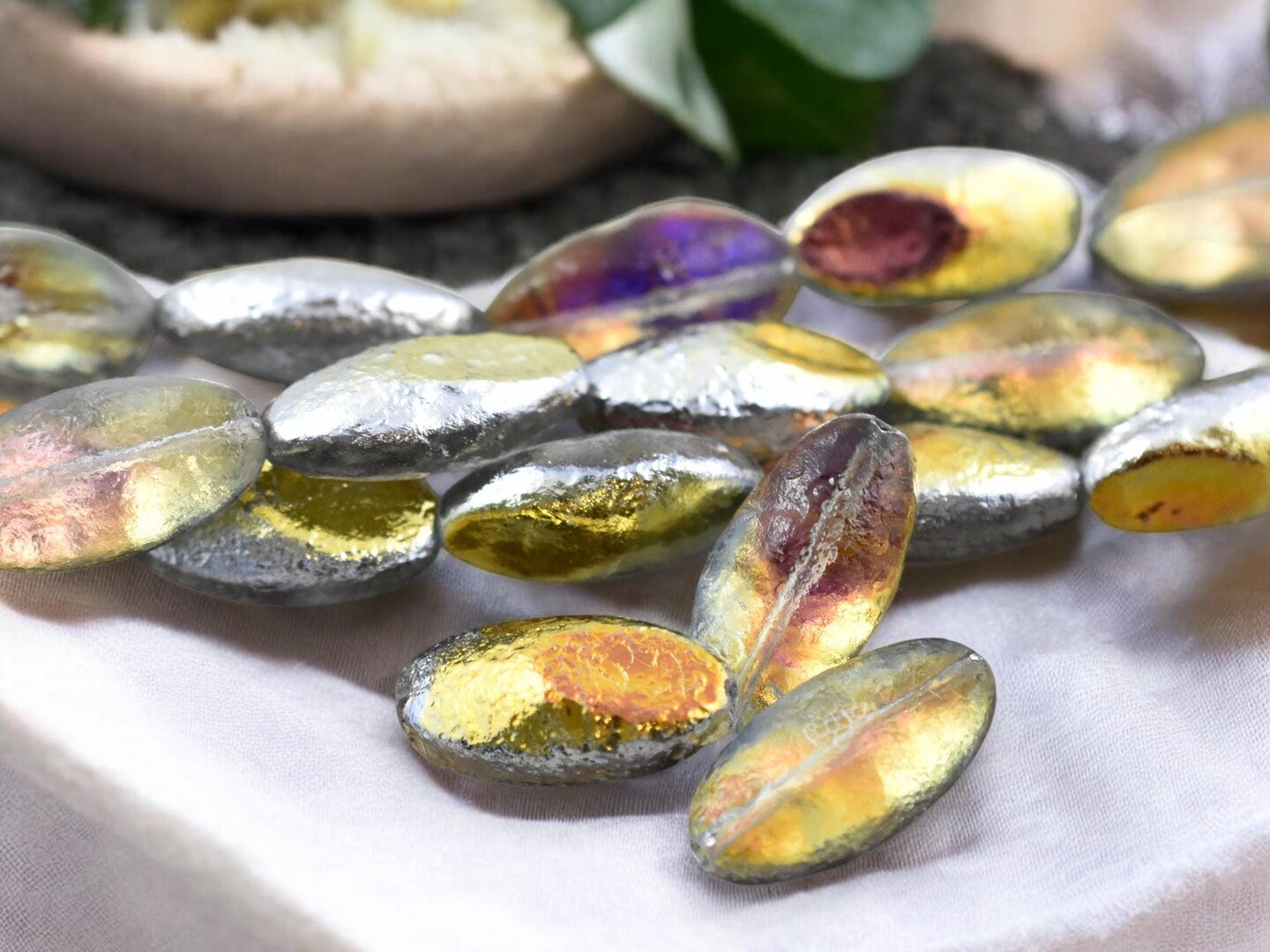 *4* 23x12mm Crystal Vitrail Lava (Hot Ice) Oval Beads