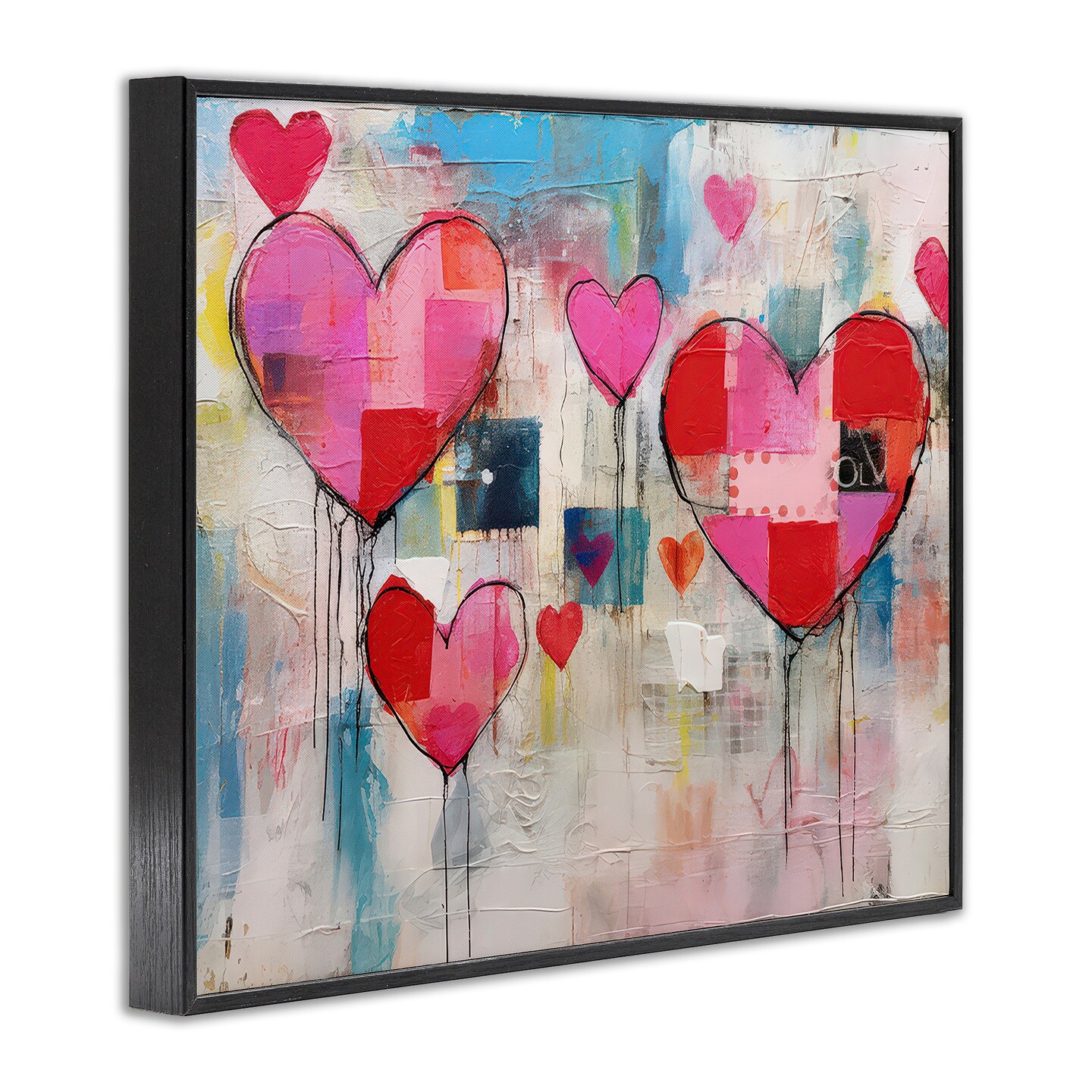 Stupell Industries Urban Hearts Painting Collage Framed Giclee Wall Art Design by LSR Design Studio