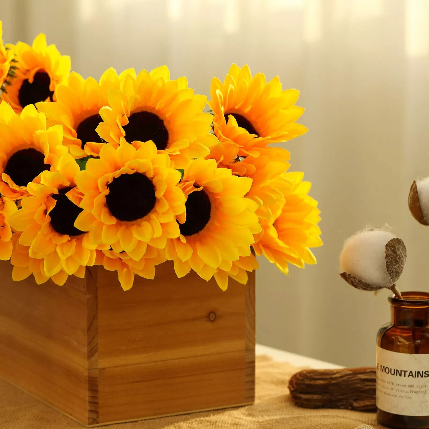 70 pcs Yellow 21&#x22; Tall Artificial Silk Sunflowers - 5 Bushes Wedding Decorations