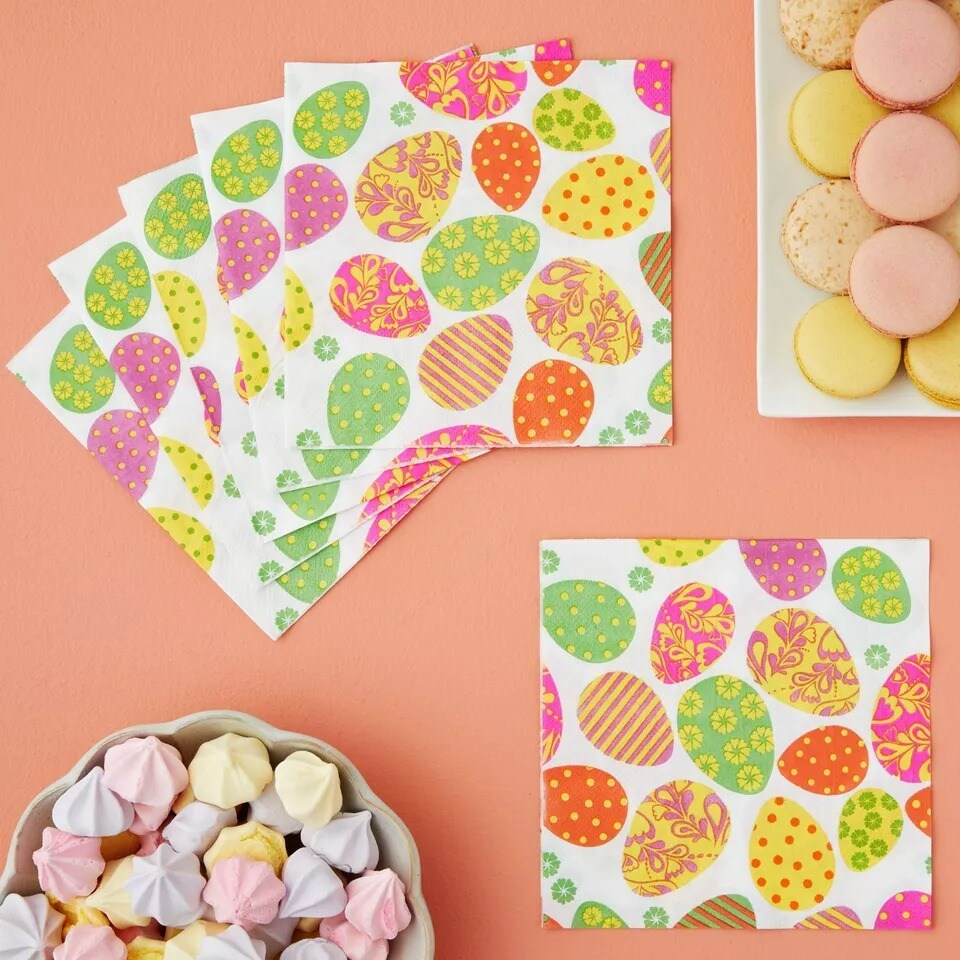 100x Easter Egg Party Paper Napkins for Lunch Tableware Decorations 6.5 Inches