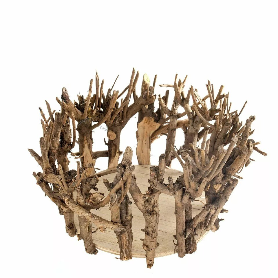 11-Inch wide Brown Natural Wood Candle Holder Vase Wedding Centerpieces