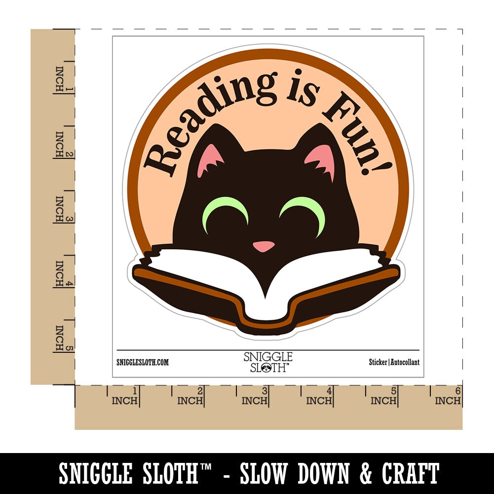 Reading is Fun Cat with Book Teacher Student Waterproof Vinyl Phone ...