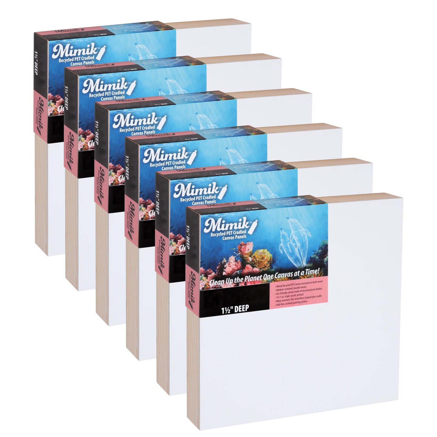 Creative Mark Mimik Recycled PET Cradled Canvas Panel 1-1/2" Depth- Single Canvas- Medium-Textured Painting Board for Eco-Conscious Artists, 14.11 oz Triple-Acrylic-Primed Weight