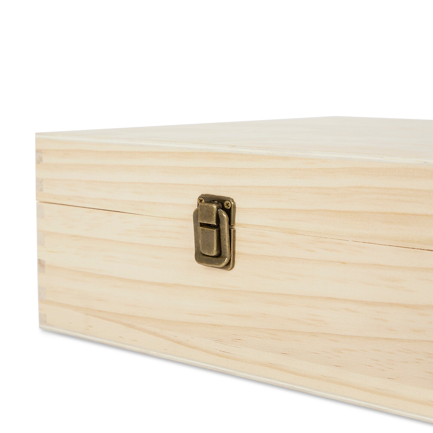 Makerflo Large Pine Wood Memory Box with Black Felt Inside and Hinged with Clasp of Front, Keepsake Wooden Box Ideal for Craft and Personalization (Laser Engraving, Epoxy, UV DTF, and Vinyl)