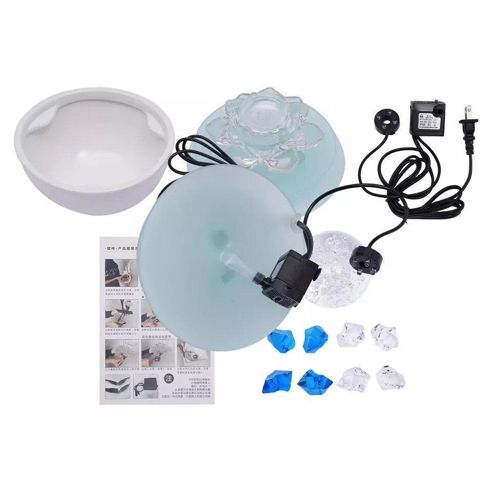 Desktop Water Fountain Waterfall Ornament w/ Water Pump Office Home Indoor Decor