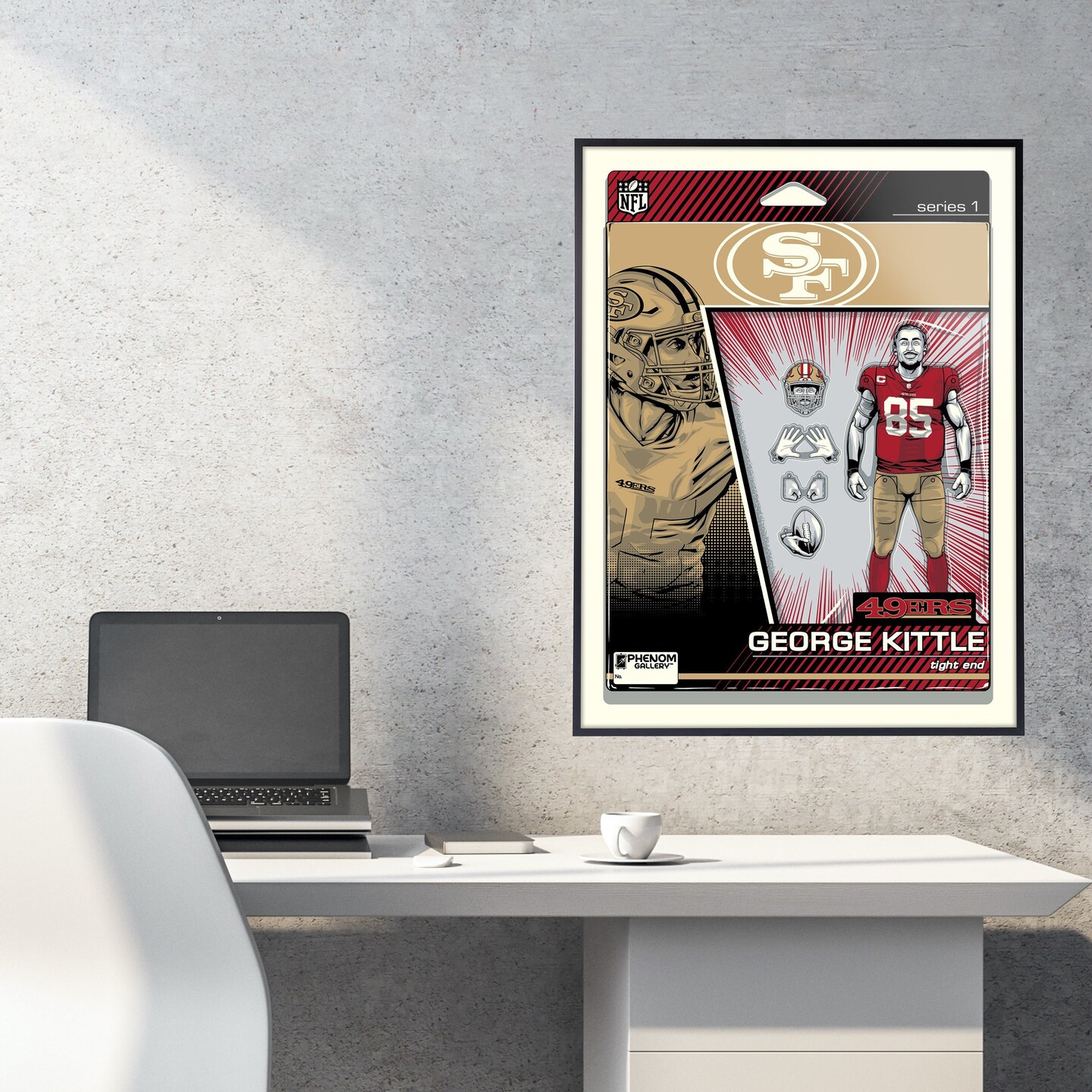 Phenom Gallery San Francisco 49ers George Kittle 18&#x22; x 24&#x22; Deluxe Framed Serigraph