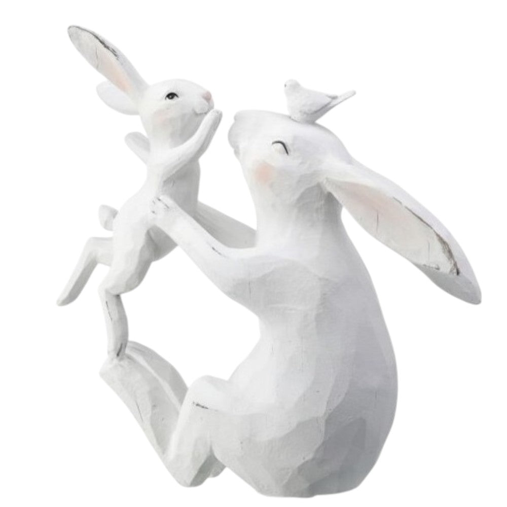 9&#x22; Resin Bunny Tossing Baby - Easter and Spring Decoration
