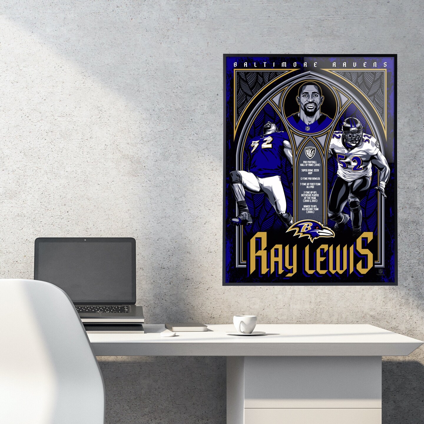 Phenom Gallery Baltimore Ravens Ray Lewis 18&#x22; x 24&#x22; Serigraph