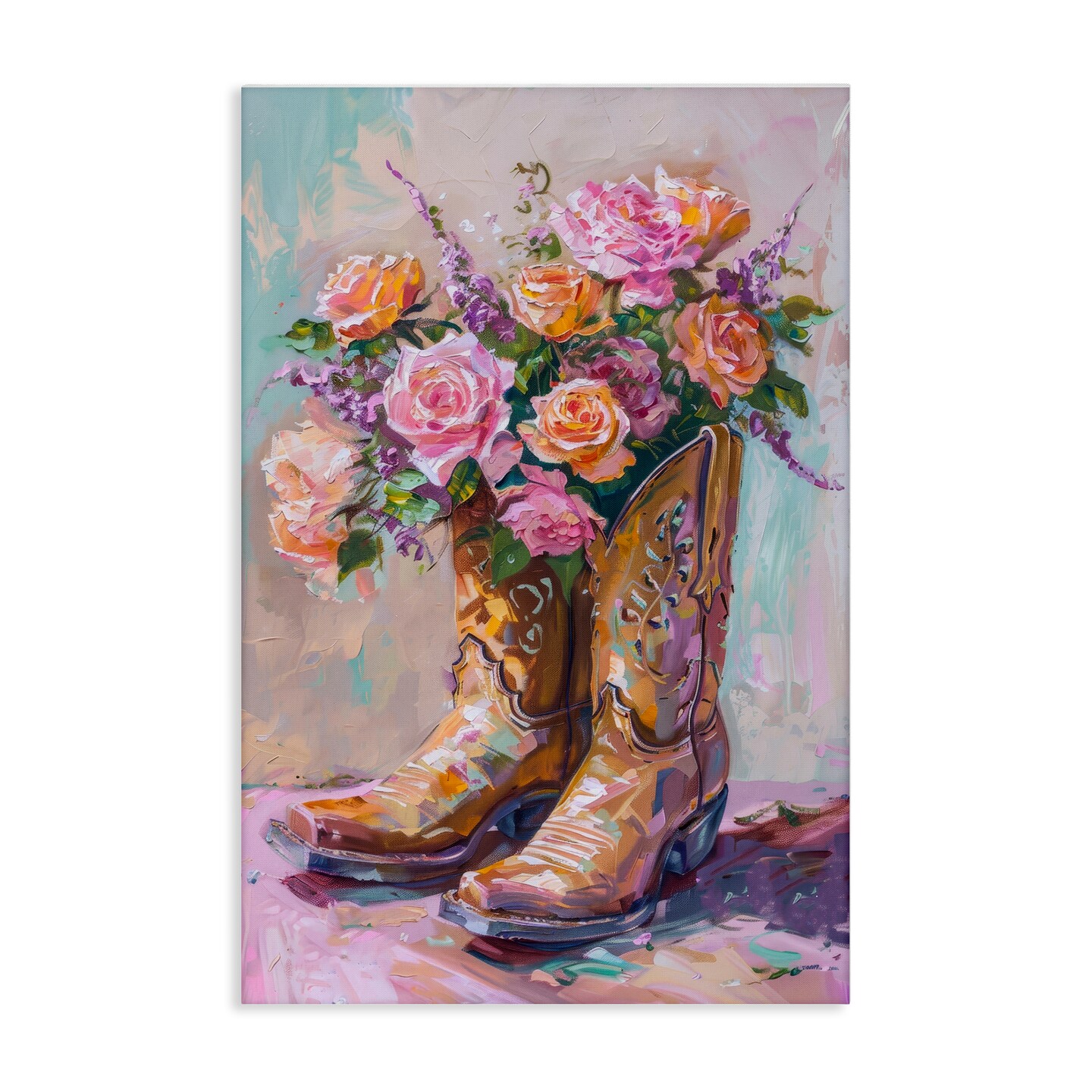 Stupell Industries Floral Boots Bouquet Canvas Wall Art Design by Petal Prints Design