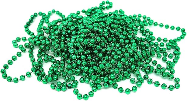 St Patricks Day Beads Necklace Bulk (72 Pack) Green Beads - St. Patrick's Day Gifts for Kids, 33" 7mm Kids Party Favor Supplies Costume Accessories by 4E's Novelty