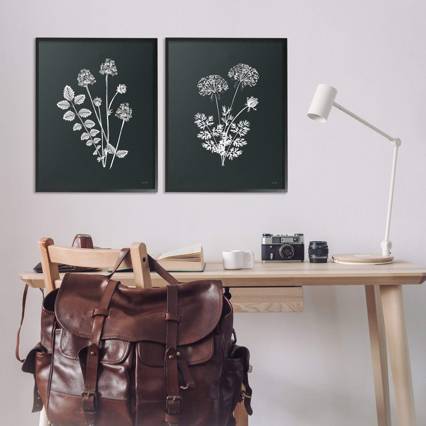 Stupell Industries Black and White Flower Cluster 2 pc Framed Giclee Wall Art Set Design by House Fenway