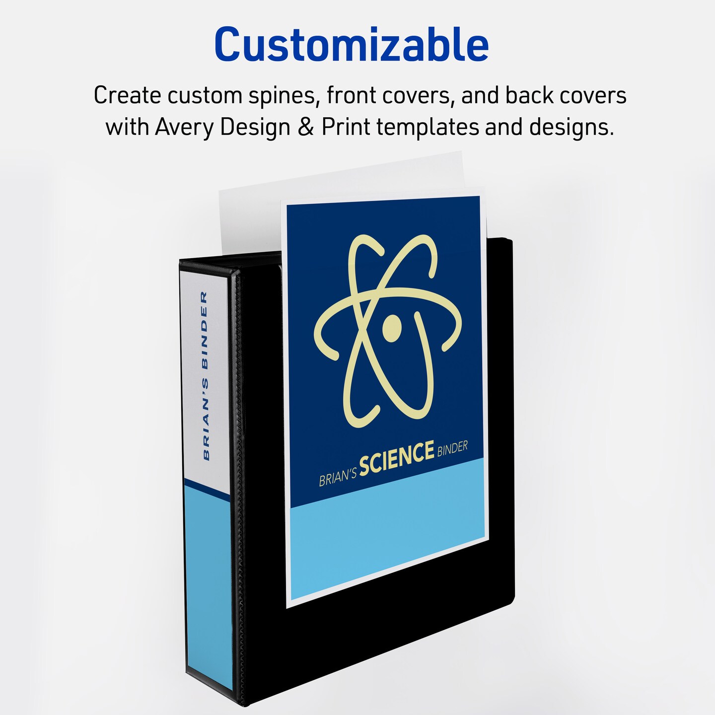 Avery Heavy-Duty View 3 Ring Binder, 2 Inch One Touch EZD Rings, 540-Sheet Capacity, 2.8 Inch Wide Spine, Customizable Clear Cover and Spine, 1 Green Binder (79683)
