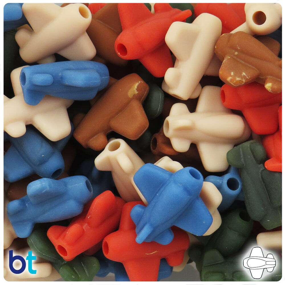 BeadTin Americana Matte 25mm AirPlane Plastic Pony Beads (24pcs)