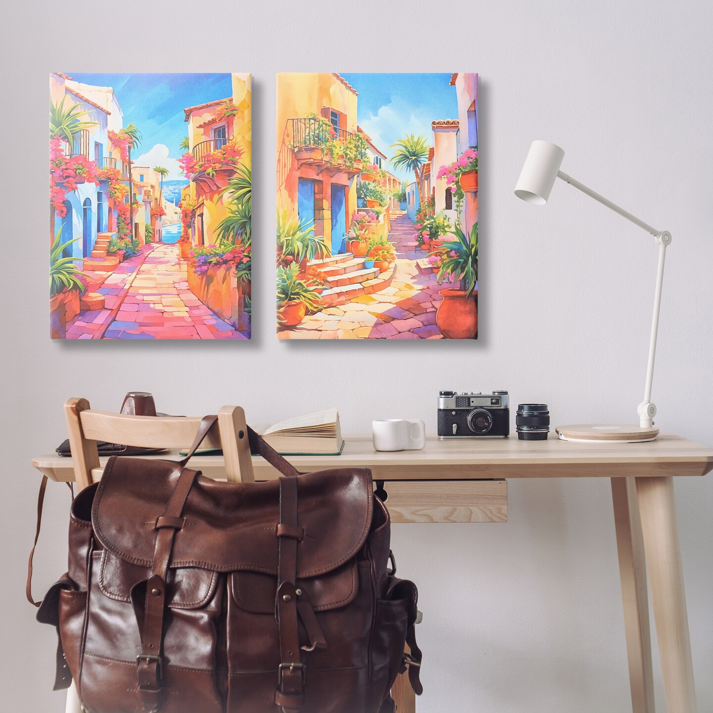 Stupell Industries Quaint Mediterranean Village 2 pc Canvas Wall Art Set Design by Andrea Haase