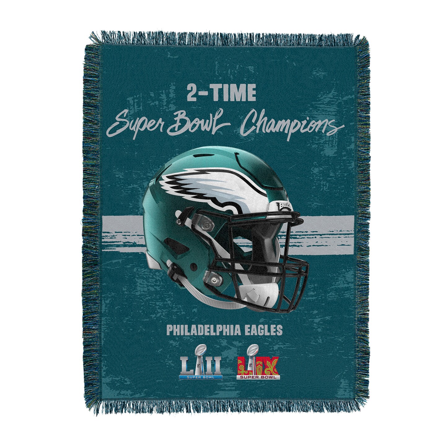 NFL Philadelphia Eagles 2025 Super Bowl LIX Multi Champ Powerhouse Woven Tapestry Throw Blanket 48X60 Inches