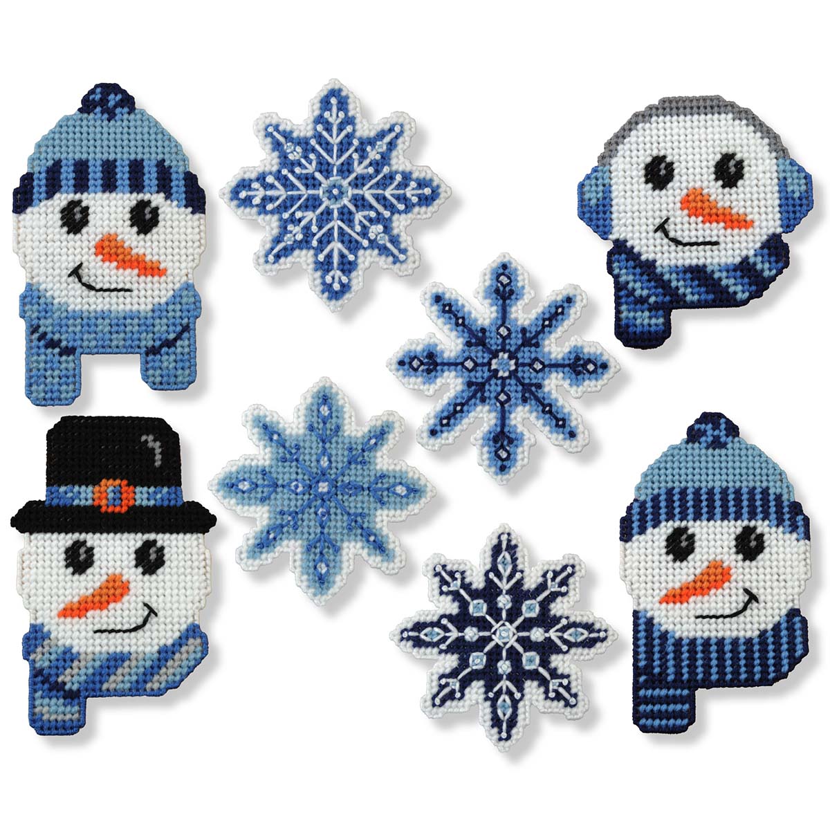Herrschners True Blue Snow Friends Ornaments Plastic Canvas Kit