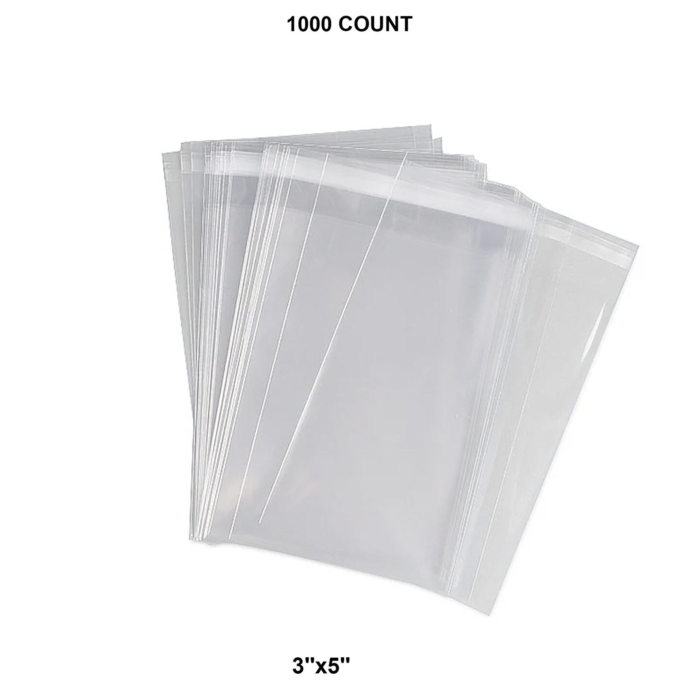 Premium Lip & Tape Self-Sealing Bags 3" x 5" 1.6 mil Thickness