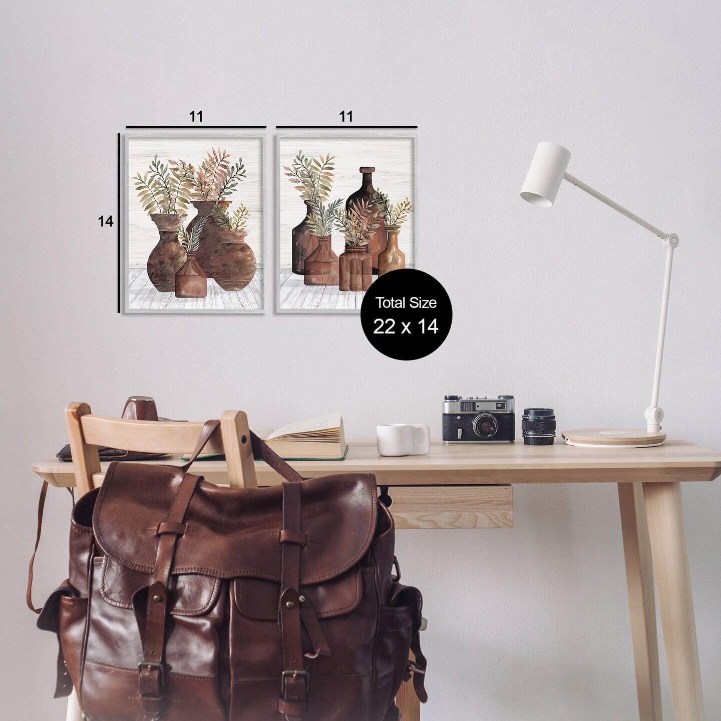 Stupell Industries Rustic Jars of Flowers 2 pc Framed Giclee Wall Art Set Design by Cindy Jacobs