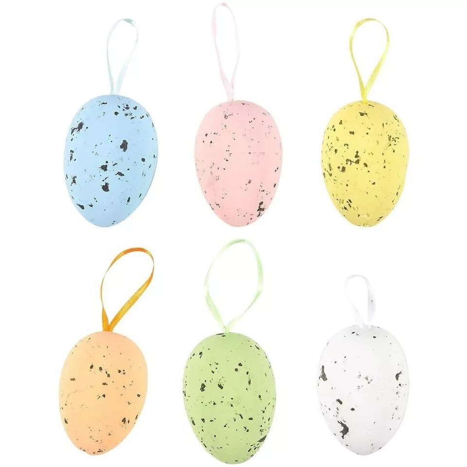 36x Easter Metallic Gold Foam Egg Ornaments for Holiday Decoration