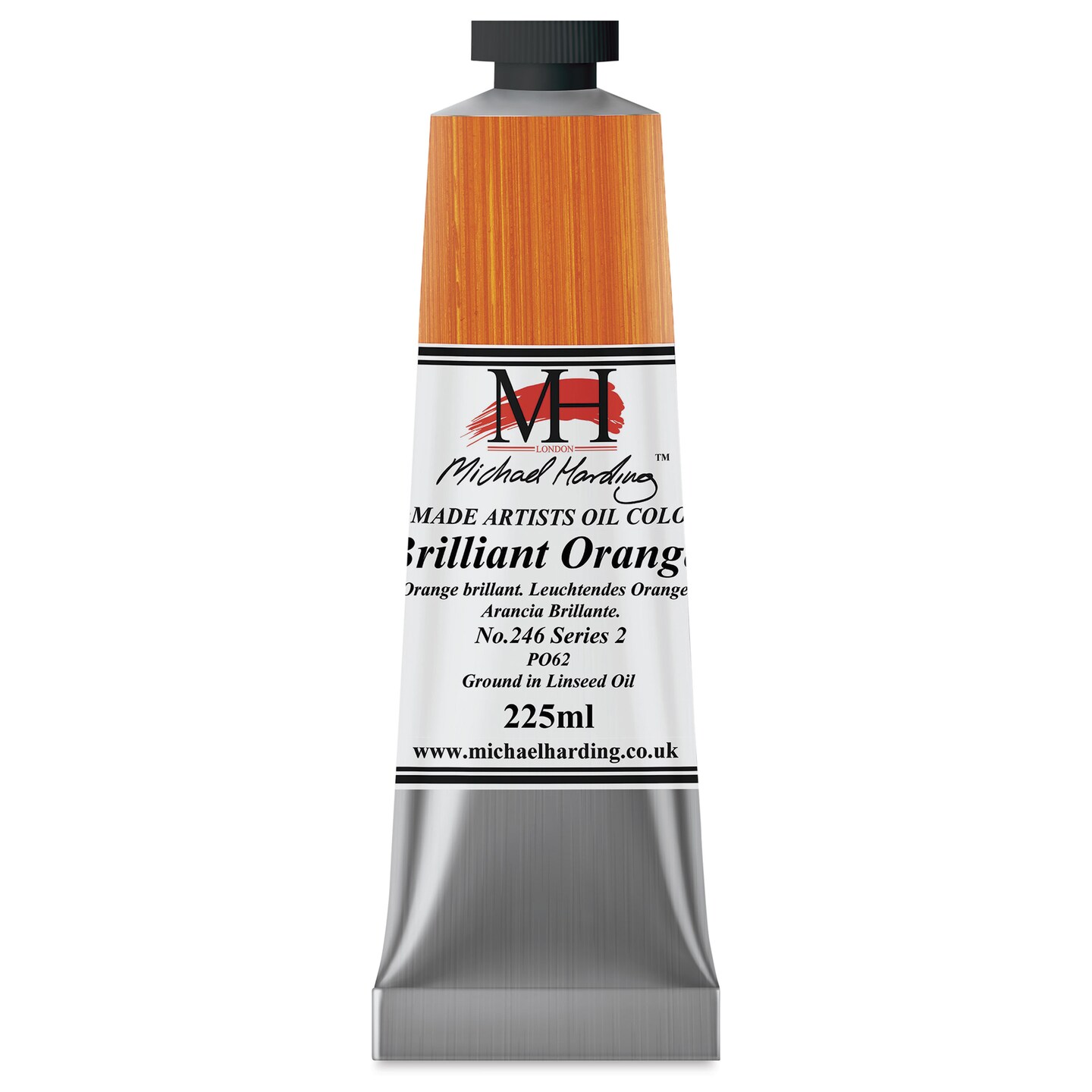 Michael Harding Artists Oil Color - Brilliant Orange, 225 ml tube