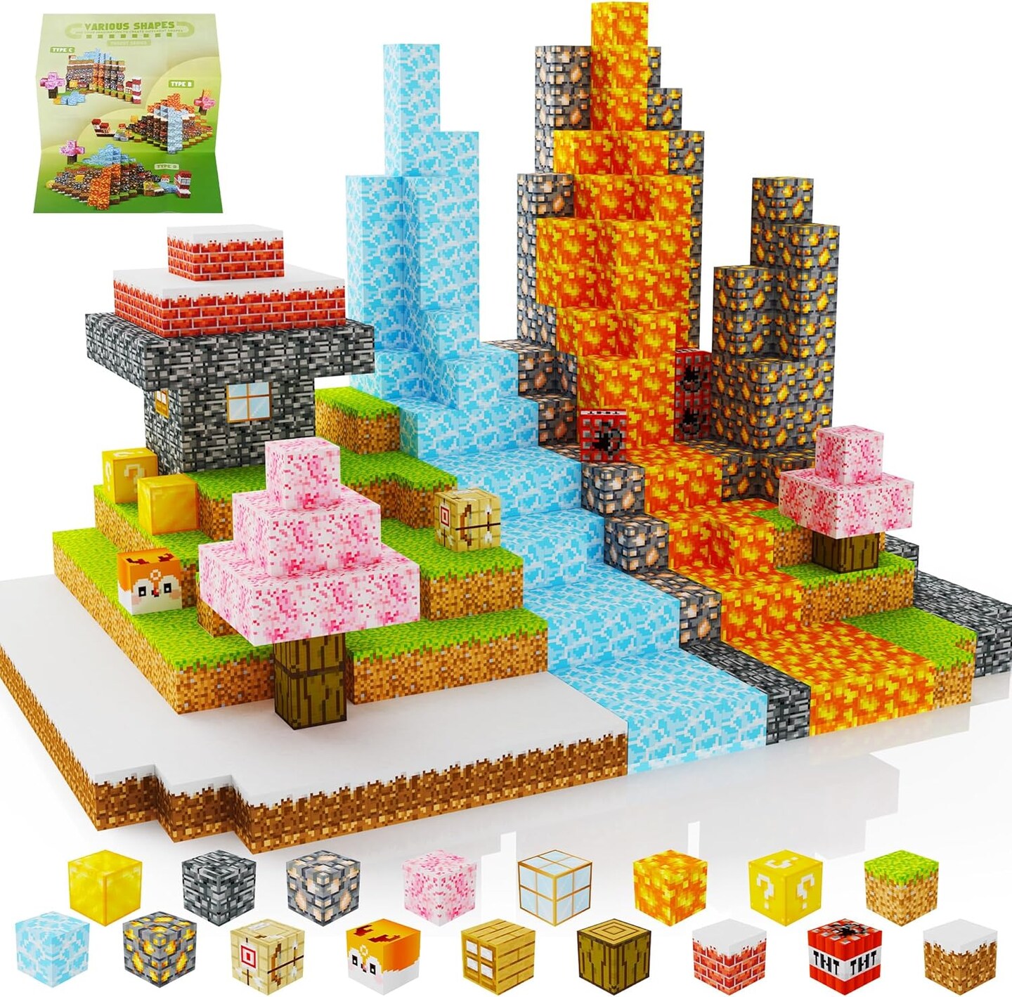 Magnetic Blocks 100PCS,Mine World Craft Toys for Boys 6-8,Magnetic Cubes for Kids,Magnetic Toys,Stress Relief Building Blocks,Magnetic Building Cubes0.8In,Puzzle Games,Building Toys