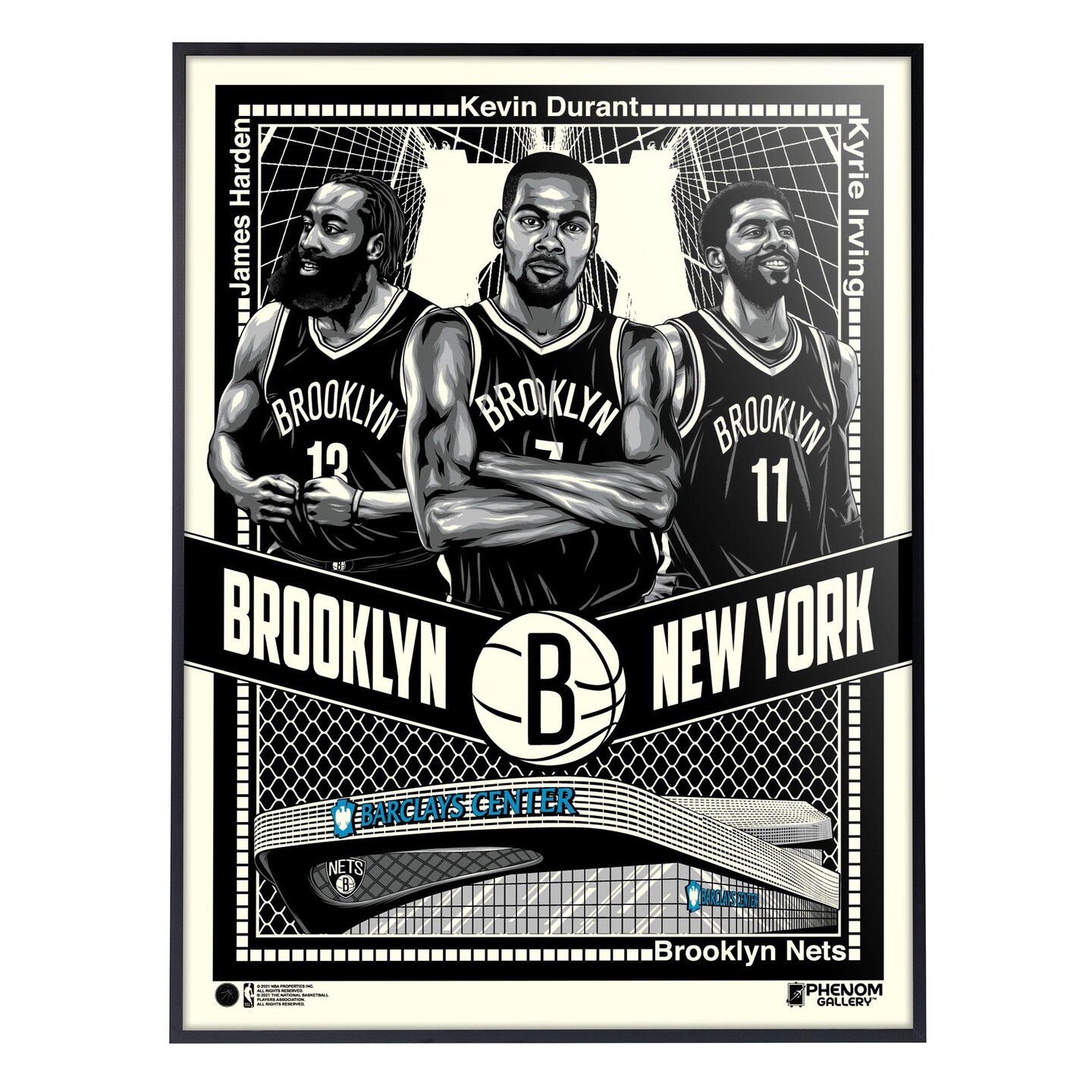 Phenom Gallery Brooklyn Nets Big 3 Limited Edition Framed Serigraph Print