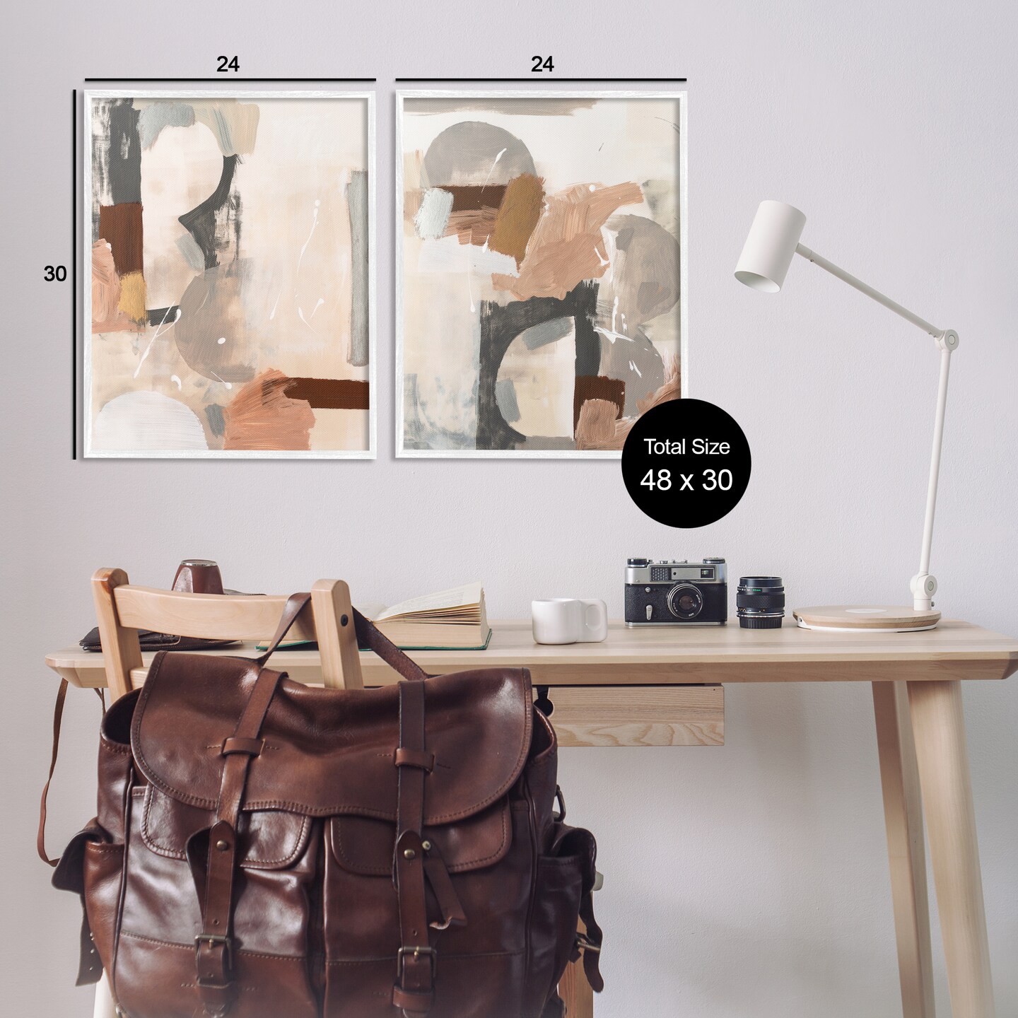 Stupell Industries Abstract Neutral Shapes Brown 2 pc Framed Giclee Wall Art Set Design by Victoria Barnes