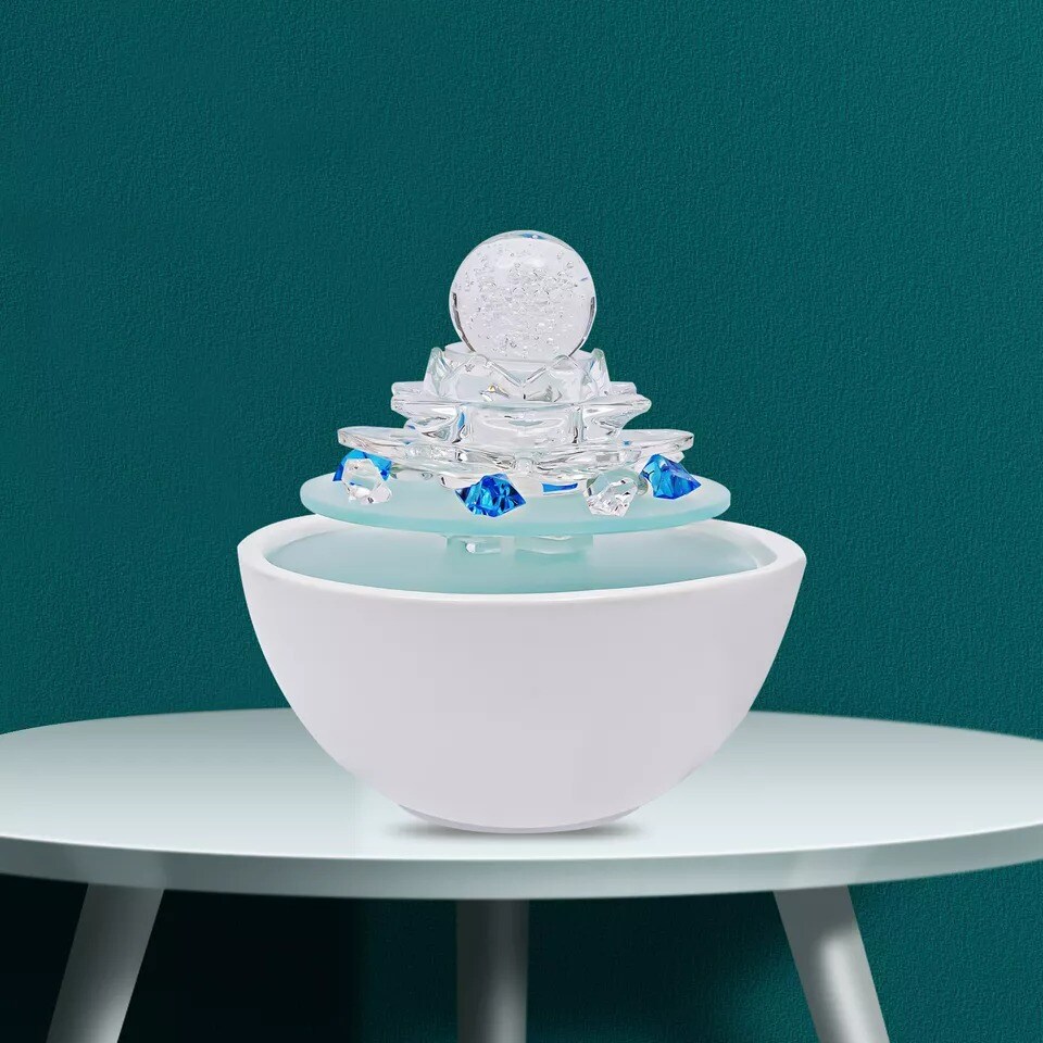 Desktop Water Fountain Waterfall Ornament w/ Water Pump Office Home Indoor Decor