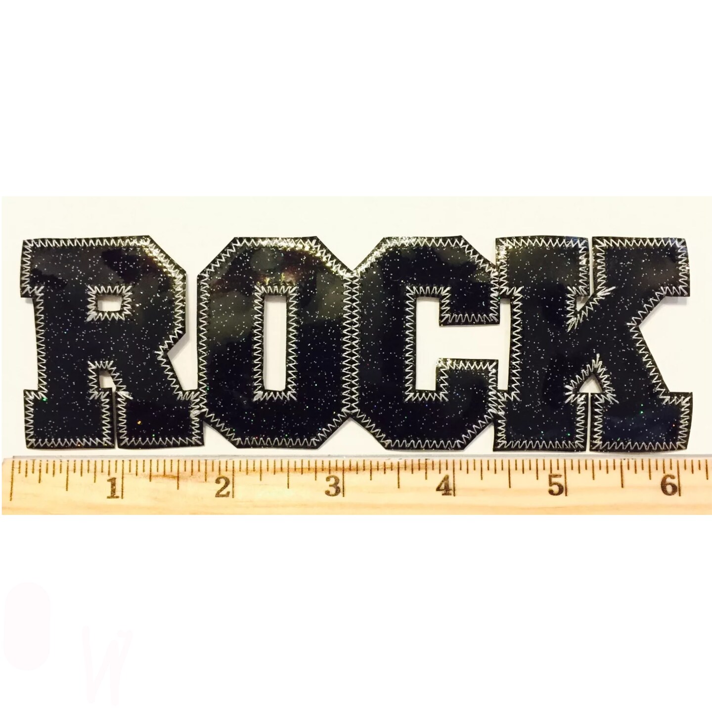 Kitcheniva Black Sparkle White Stitching Rock Patch Applique Sewing Crafts