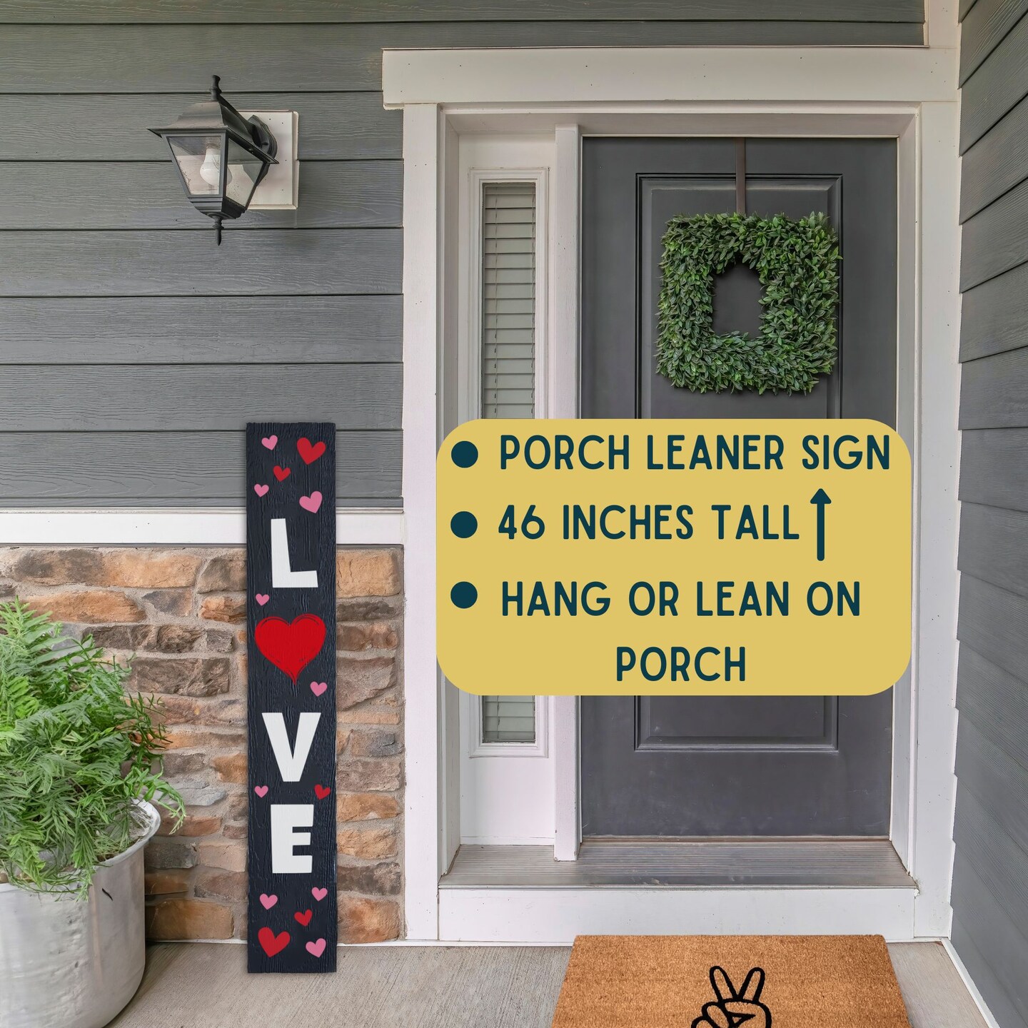 Valentines Porch Sign Wood, Valentines Day Decor, Hearts Front Porch ...
